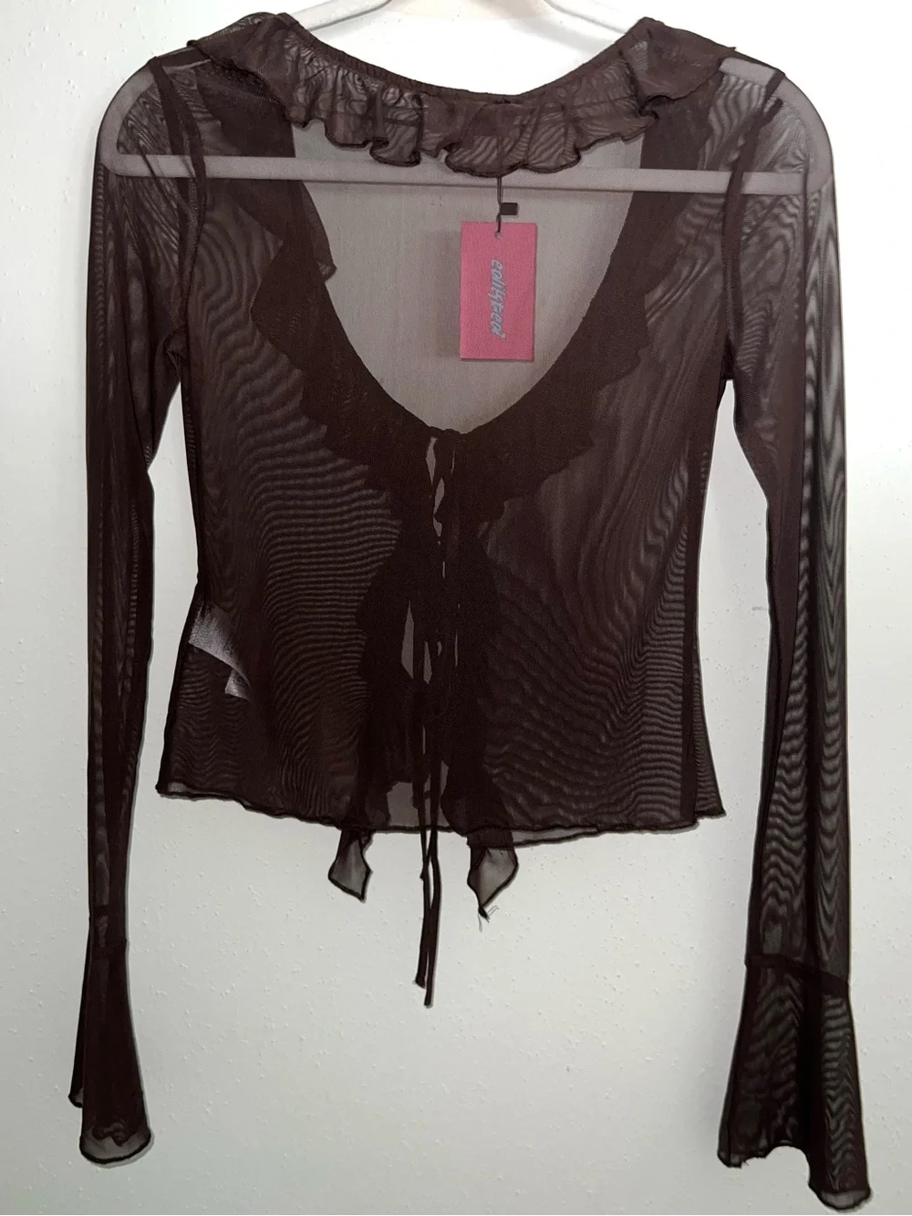Edikted Sheer Mesh Ruffled Top - Picture 4 of 8